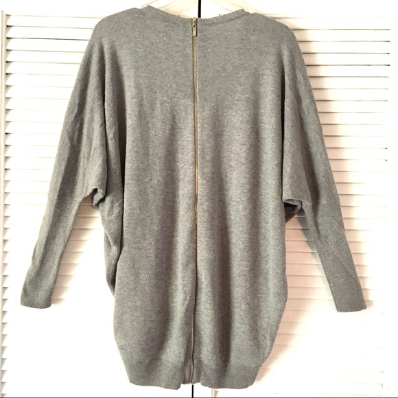 MARCIANO Gray OVERSIZED Zipper Back SWEATER Top - Picture 5 of 8